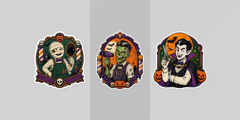 Halloween Barber Sticker Designs generated by undefined