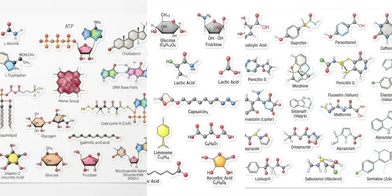 Chemistry Molecule Sticker Sheets generated by undefined
