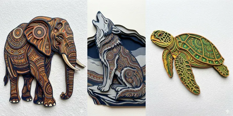 3D Layered Dot Art Paper Sculptures generated by undefined