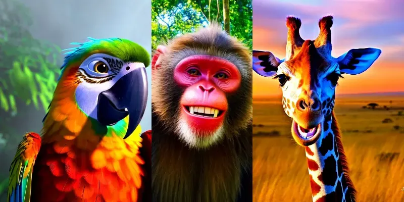 Cut Funny Expressive Animal Closeups generated by undefined