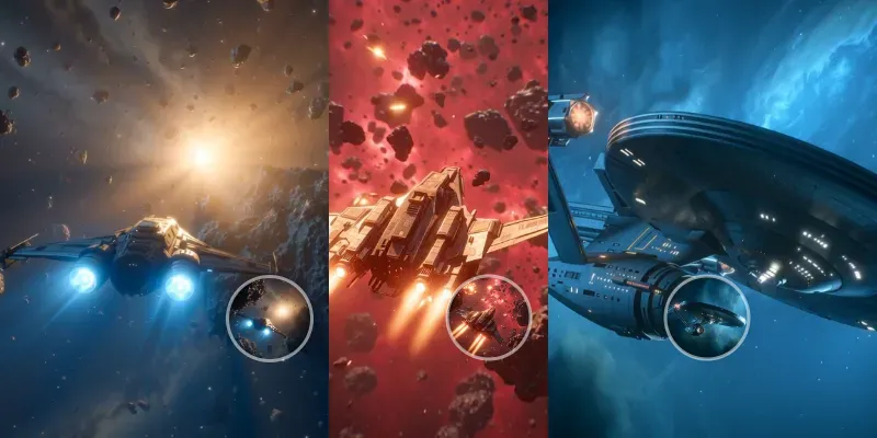 Cinematic Spacecraft Flyby Scenes generated by undefined