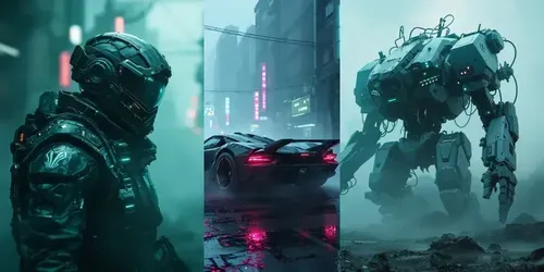 Futuristic Dark Cyberpunk Scifi Designs generated by flux