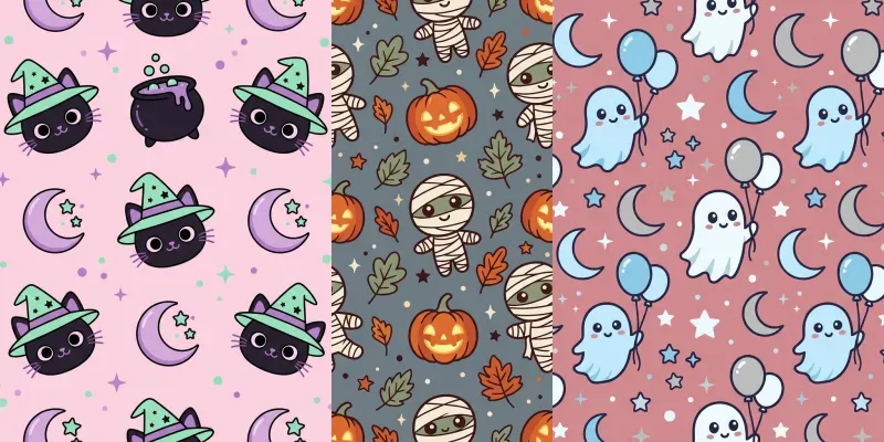 Creepy Cute Halloween Seamless Patterns
