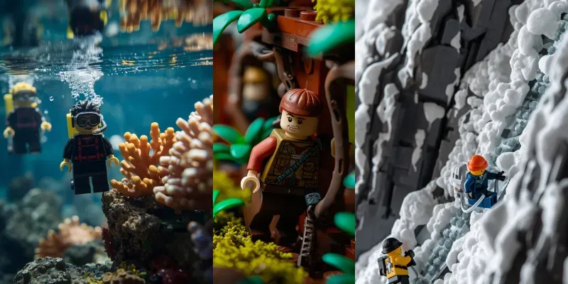 Cinematic Lego Toy Macro Adventures generated by undefined