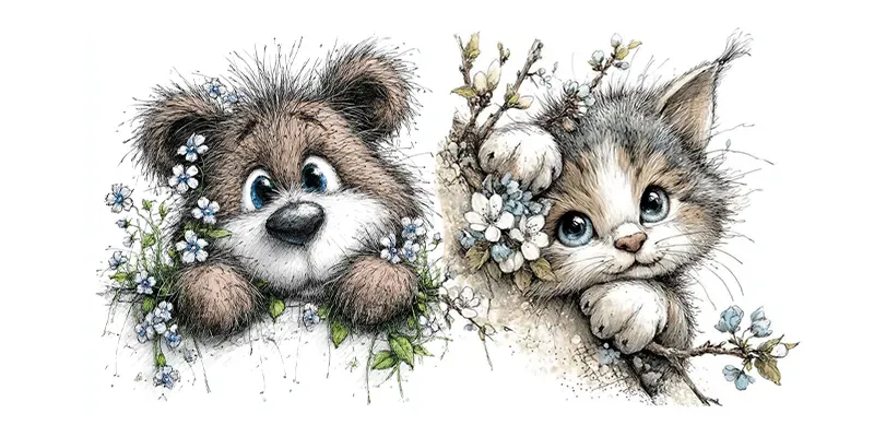 Spring Peeking Animal Clipart Collections generated by undefined