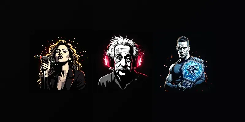 Iconic Figures Neon Art