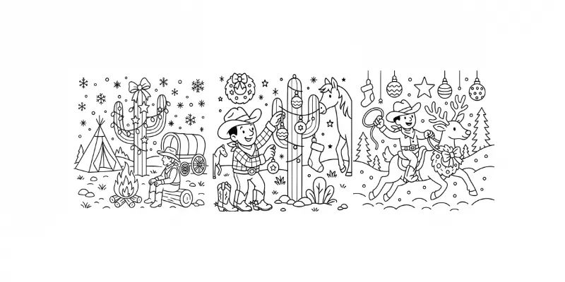 Western Christmas Coloring Book Pages generated by undefined
