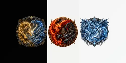 Mythic Dualbeast Battle Emblems generated by chatgpt-image