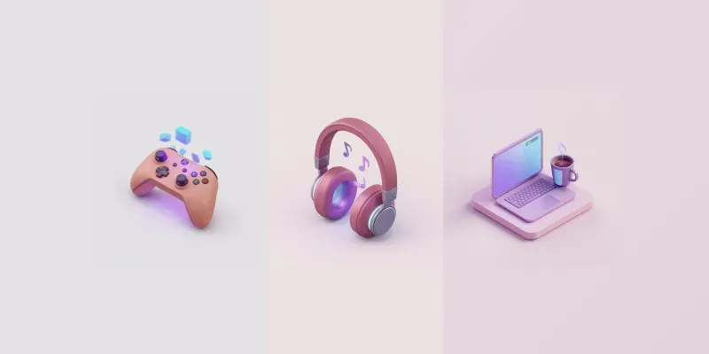 Tech Workspace 3D Gadgets Icons generated by undefined