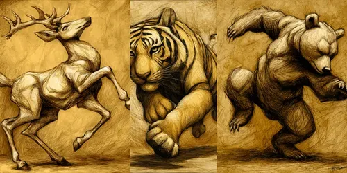 Dynamic Yellow Sepia Animal Prints generated by midjourney