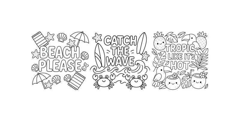 Etsy Summer Vibes Quotes Coloring Pages