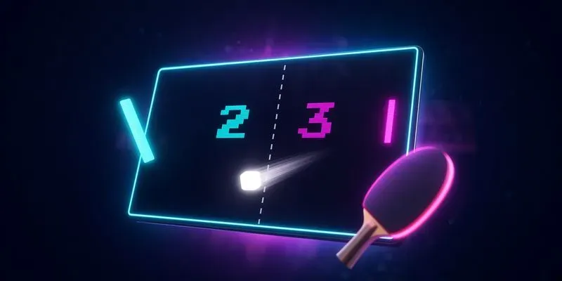 Neon Retro Ping Pong 2D Game