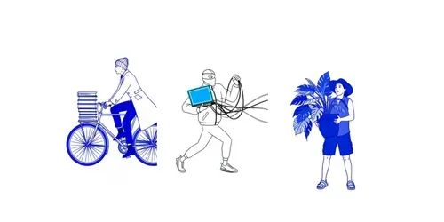 Cobalt Blue 2D Line Art Sets generated by grok-video