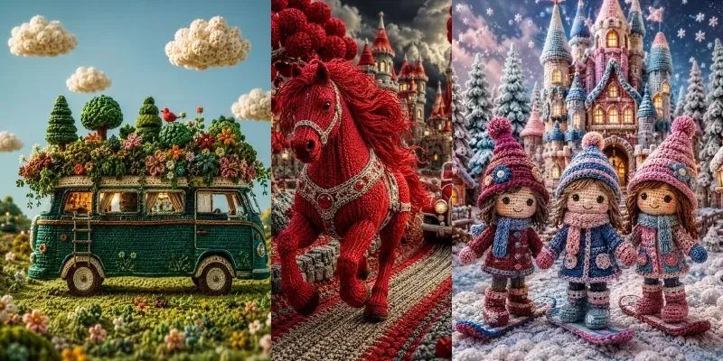 Whimsical Crochet Fantasy Worlds generated by undefined