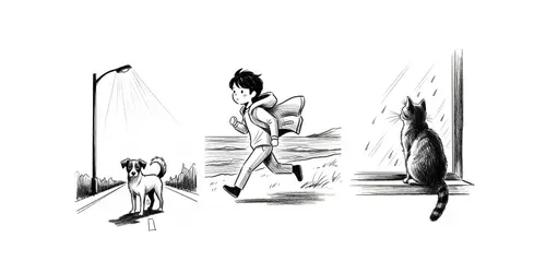 Expressive Minimal Charcoal Scenes generated by imagen