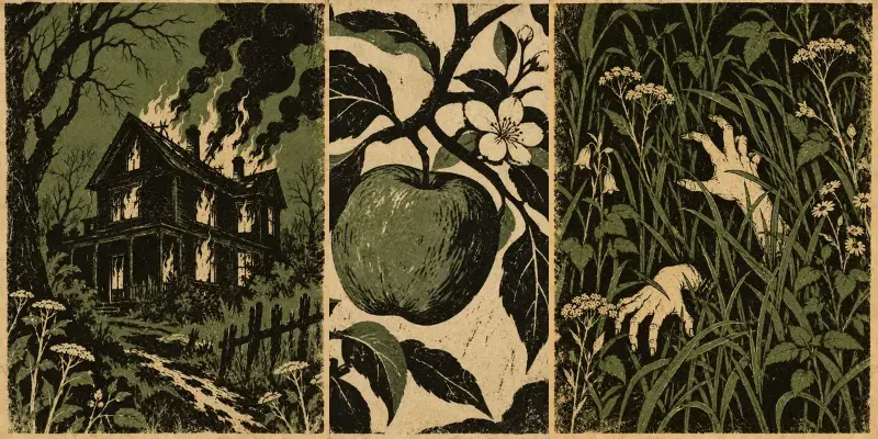 Vintage Folk Horror Linocut Illustrations