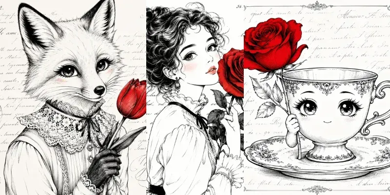 Elegant Line Art Portrait Collections generated by undefined