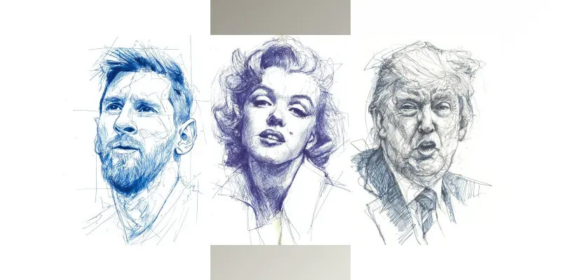 Hand Drawn Sketchy Famous Portraits generated by undefined