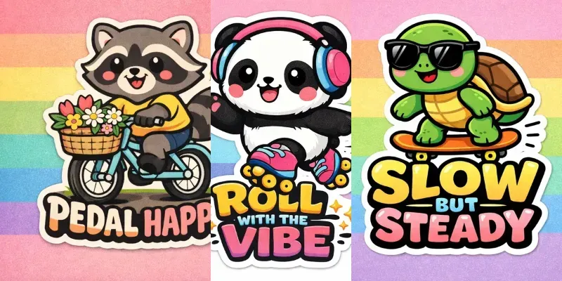 Retro Cute Animal Sticker Slogans Packs generated by undefined