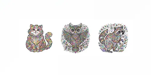 Colorful Doodle Animal Illustrations generated by gemini-image