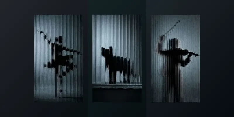 Dark Fluted Glass Silhouettes