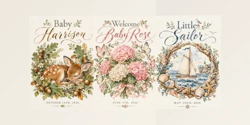 Heirloom Watercolor Baby Shower Cards generated by chatgpt-image