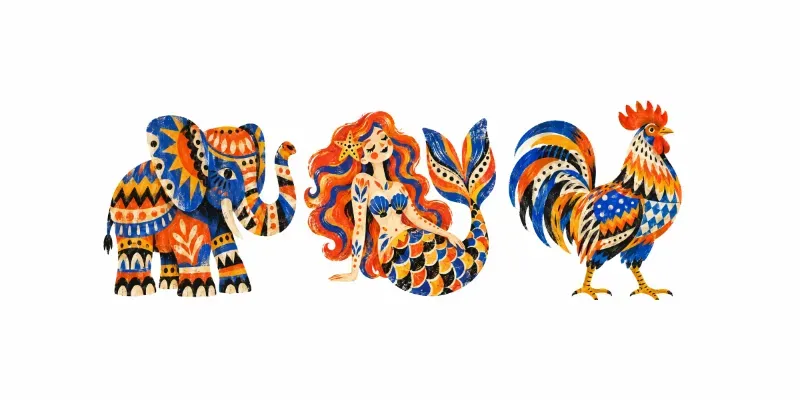 Colorful Primitive Folk Art