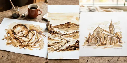 Coffee Art On White Canvas Sheets generated by gemini-image