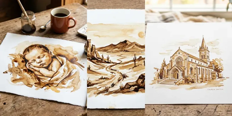 Coffee Art On White Canvas Sheets generated by undefined