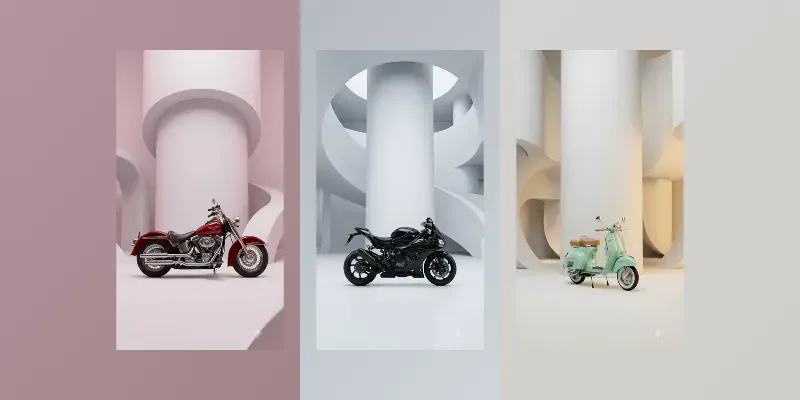 White Cylinder Motorcycle Stages generated by undefined