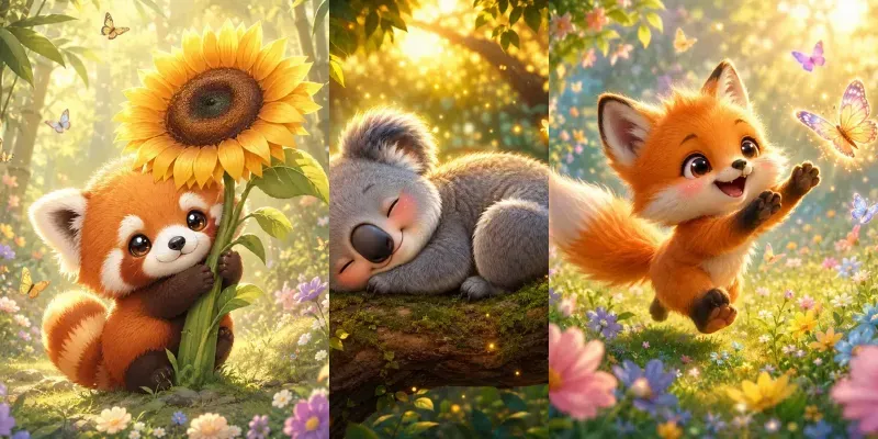 Whimsical Cozy Animal Forest Dreams Art generated by undefined
