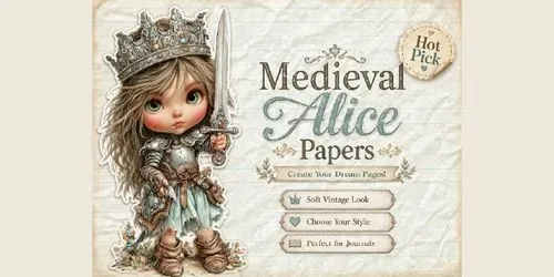 Alice In Medieval World Plain Papers generated by midjourney