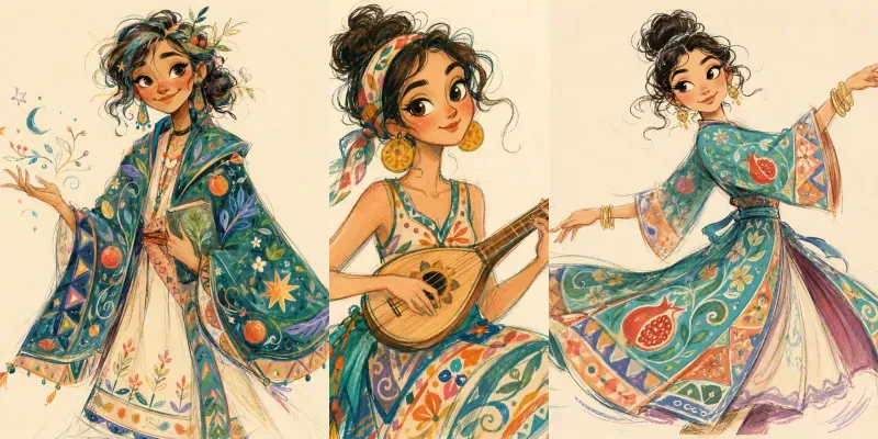Whimsical Folk Fashion Character Art generated by undefined