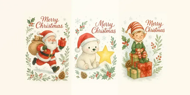 Whimsical Christmas Watercolor Greetings generated by undefined