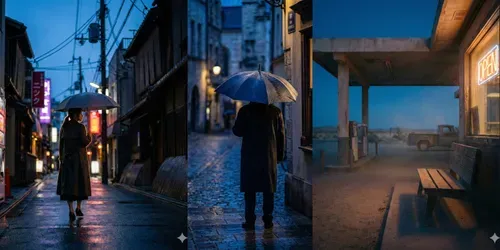 Cinematic Twilight Blue Hour Candids generated by gemini-image