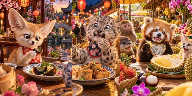 Hyperrealistic Baby Animal Food Reactions