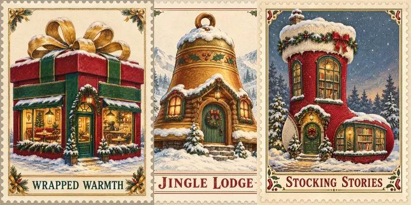 Whimsical Christmas Village Stamps