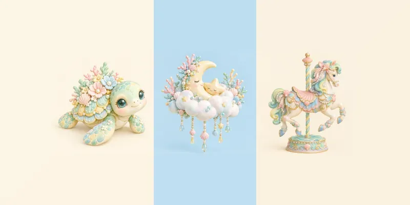 Pastel Sugar Coral 3D Cliparts