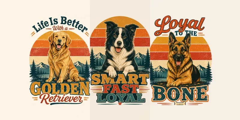 Retro Dog Breed Sunset Tshirts generated by undefined