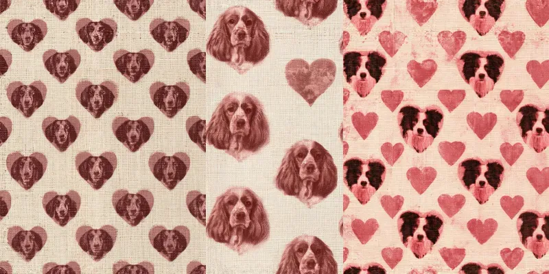 Dog Breed Heart Valentine Backing Papers