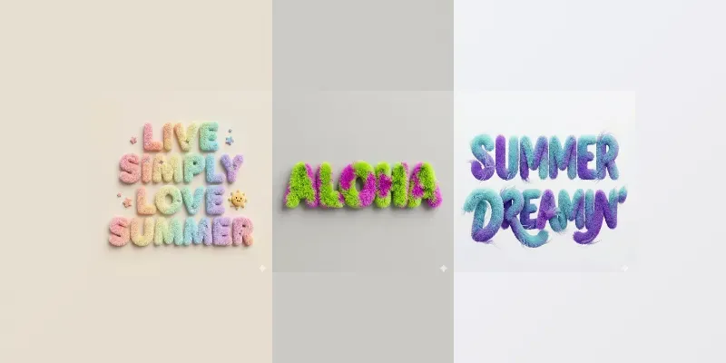 Summer Vibes 3D Furry Text Graphics generated by undefined