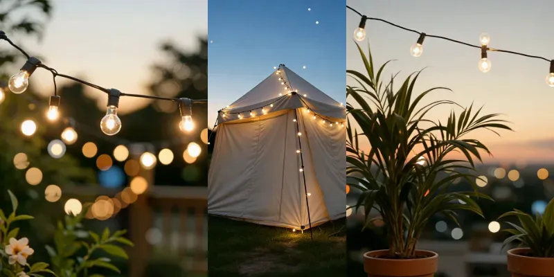 String Lights Dusk Broll generated by undefined
