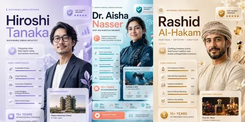 Professional Profile Infographic Ad UIs generated by chatgpt-image
