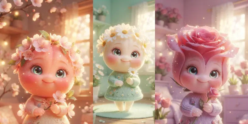 The Cute 3D Flower Character Collections generated by undefined