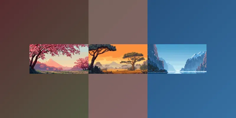 Retro Pixel Landscape Backgrounds generated by undefined