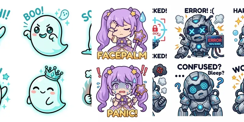 Cute Chibi Twitch Emote Sheets generated by undefined