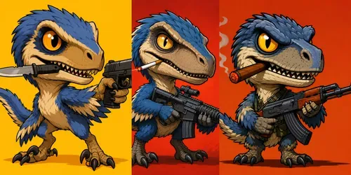 Feathered 2a Raptors Smoking Cigarettes generated by chatgpt-image