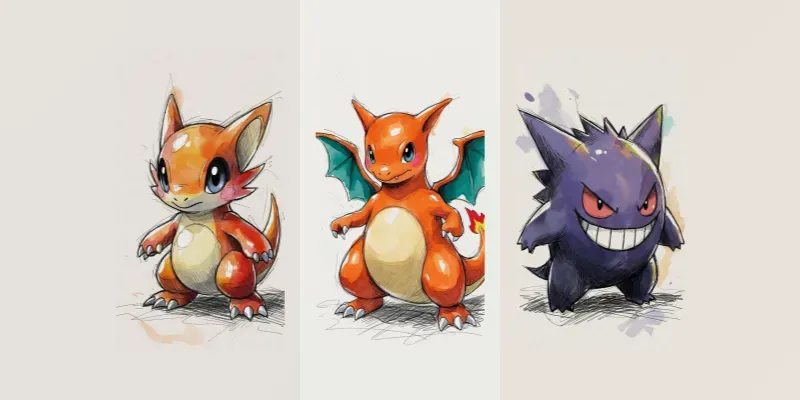 Playful Pokemon Hero Sketches generated by undefined