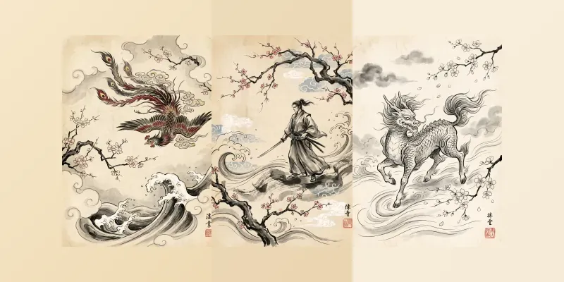 Traditional Japanese Ink Tattoo Art generated by undefined