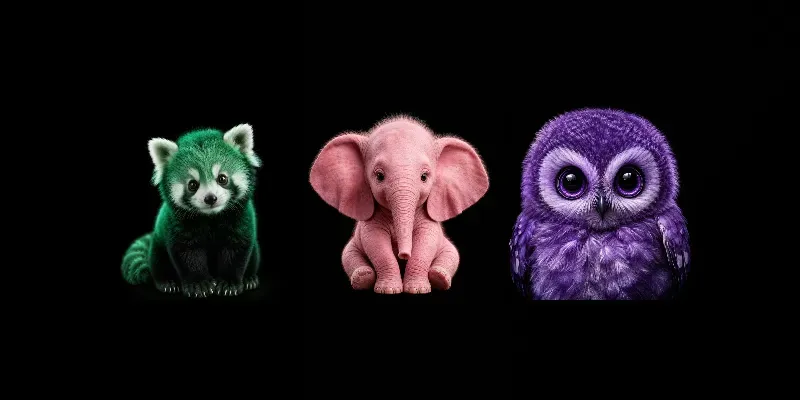 Cute Baby Animal Color Portraits generated by undefined